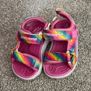 Skechers Kids' Pink Rainbow Strap Sandals